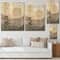 Designart - Minimalist Mountain Landscape At Sunset - Modern Print on Natural Pine Wood